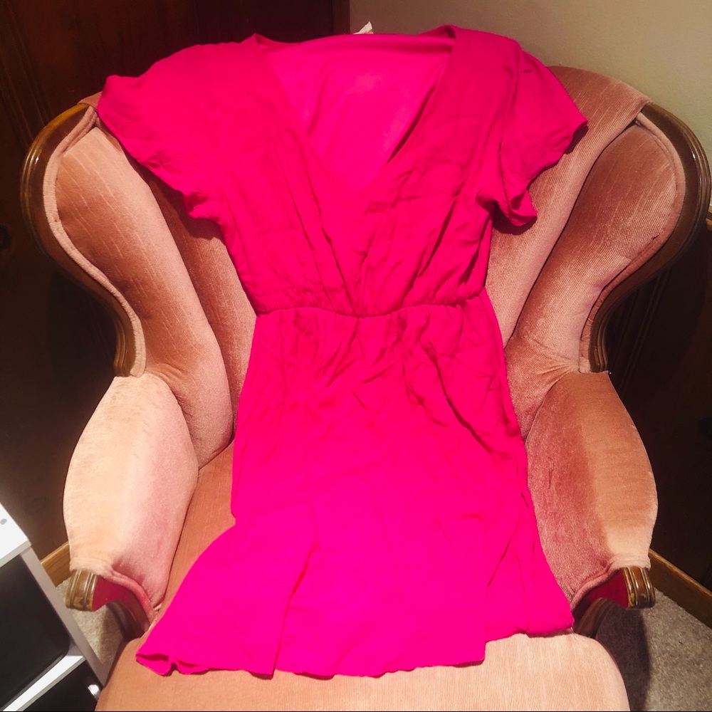 Hot pink midi dress
